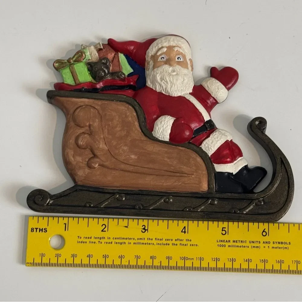 Santa Sleigh Handmade Ceramic Hand-painted Wall Hanging Christmas Decor